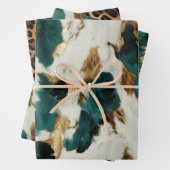 Green White Gold Leopard Geschenkpapier Set (Beispiel)
