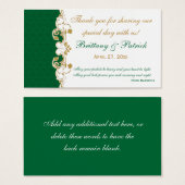 Green White Gold Scrolls, Kleeblatts Gefallen Tag (Vorne & Hinten)