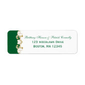 Green White Gold Scrolls Rücksendeadresse Label (Vorne)