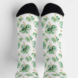Green White Gold Shamrocks St. Patrick's Day   Socken