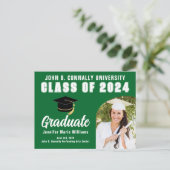 Green White Graduate Bold 2024 Graduation Party Postkarte (Stehend Vorderseite)