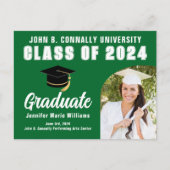 Green White Graduate Bold 2024 Graduation Party Postkarte (Vorderseite)