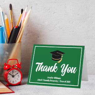 Green White Graduate Personalisiert 2025 Abschluss Dankeskarte