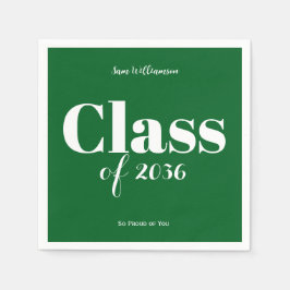 Green White Graduation Party Napkins Customizable Serviette