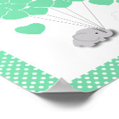 Green, White Gray Elephant Baby Shower - Gast Poster (Ecke)