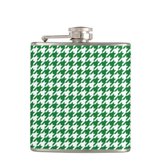 Green White Hahnentrittmuster Karo Tissue Flachmann (Vorderseite)
