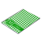 Green White Hahnentrittmuster | Modernes Monogramm Notizblock (Linke Seite)