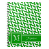 Green White Hahnentrittmuster | Modernes Monogramm Notizblock (Vorderseite)