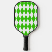 Green White Harlequin Diamonds Schachbretts Design Pickleball Schläger (Rückseite)