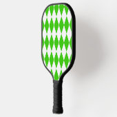 Green White Harlequin Diamonds Schachbretts Design Pickleball Schläger (Links)
