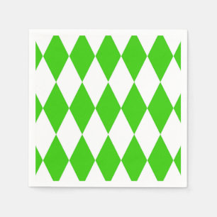 Green White Harlequin Diamonds Schachbretts Design Serviette