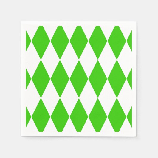 Green White Harlequin Diamonds Schachbretts Design Serviette (Vorderseite)