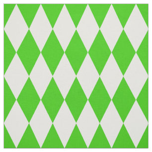 Green White Harlequin Diamonds Schachbretts Design Stoff