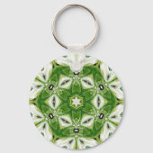Green White Hexagon Kaleidoscope Schlüsselanhänger (Vorderseite)