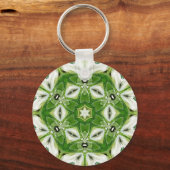 Green White Hexagon Kaleidoscope Schlüsselanhänger (Vorderseite)