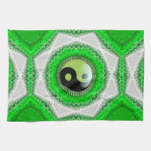 Green White Hexagon Swirl YinYang Kitchen Tuch (Horizontal)