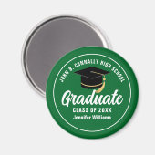 Green White High School Graduate Custom Abschluss Magnet (Vorderseite/Rückseite)