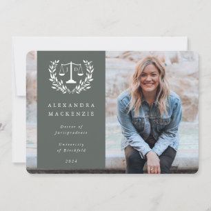 Green + White JD Law Scales Laurel Wreath Foto Ankündigung