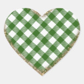 Green White Kariert Glitzer Herz-Aufkleber (Vorderseite)