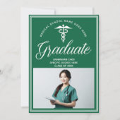 Green White Medical School Foto Abschluss Ankündigung (Vorderseite)