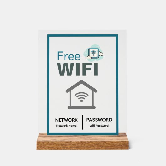 Green White Minimalistisch Free WLAN Internet Acrylschild (Vorderseite)
