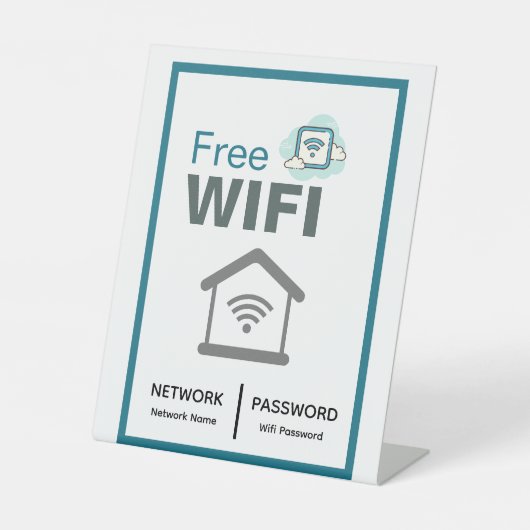 Green White Minimalistisch Free WLAN Internet Sockelschild (Vorderseite)