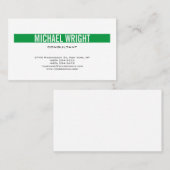 Green White Modern Schlicht Simple Minimalistisch Visitenkarte (Vorne/Hinten)