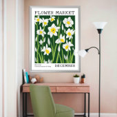 Green White Narcissus Dezember Geburtsmarkt Blume Poster