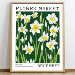 Green White Narcissus Dezember Geburtsmarkt Blume Poster