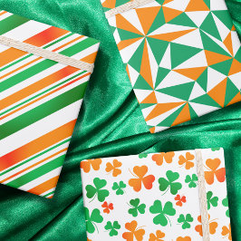 Green White Orange Irish Party Ireland St Patricks Geschenkpapier Set