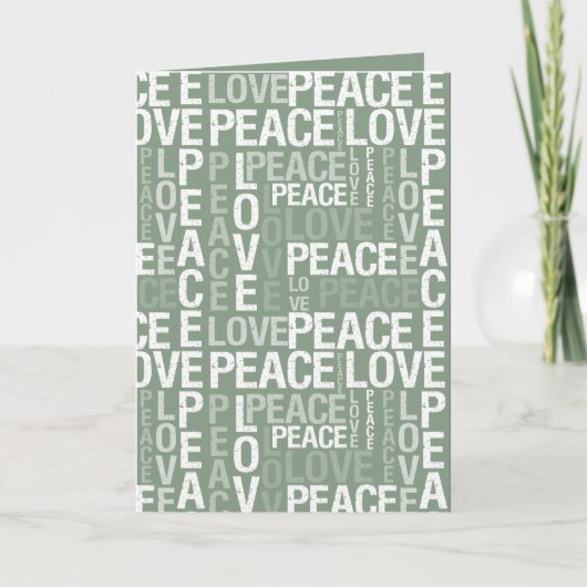 Green White Peace Love Christmas Karte (Vorderseite)