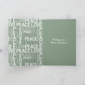 Green White Peace Love Christmas Karte (Innenseite)
