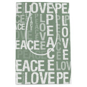 Green White Peace Love Christmas Mittlere Geschenktüte (Vorderseite)