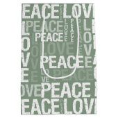 Green White Peace Love Christmas Mittlere Geschenktüte (Rückseite)