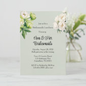 Green White Peony Elegant Bridesmaids Luncheon Einladung (Stehend Vorderseite)