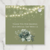 Green White Peony Lights Hochzeit Danke Geschenkanhänger (Rückseite)