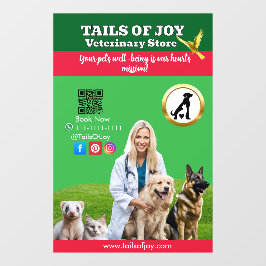  Green White Pet Store Business Fensteraufkleber