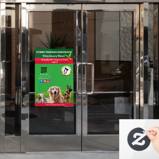  Green White Pet Store Business Fensteraufkleber (Büro Tür)