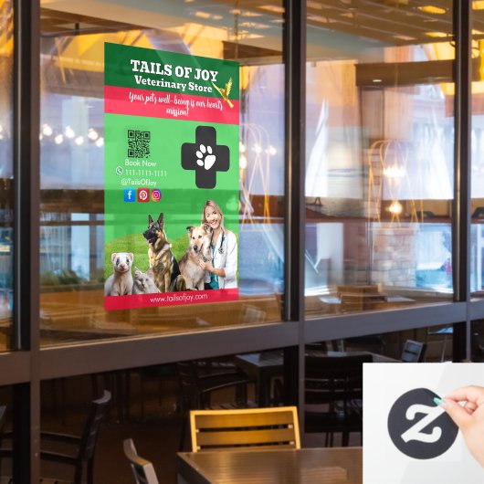 Green White Pet Store Sign Dogs, Cats, Birds Vet Fensteraufkleber (Restaurantfenster)
