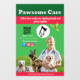 Green White Pet Store Sign Dogs, Cats, Birds Vet  Fensteraufkleber