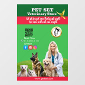 Green White Pet Store Sign Dogs, Cats, Birds Vet Fensteraufkleber (Blatt)