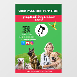 Green White Pet Store Sign Dogs, Cats, Birds Vet  Fensteraufkleber