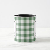 Green & White Plaid Black Typography Monogram Name Tasse (Zentrum)