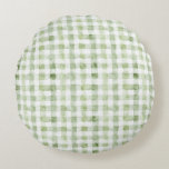 Green White Plaid Glitter Rundes Kissen<br><div class="desc">Green White Plaid Glitter</div>