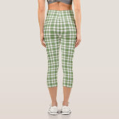 Green White Plaid Pattern Capri Leggings (Rückseite)