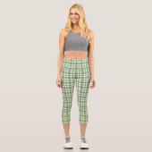 Green White Plaid Pattern Capri Leggings (Vorderseite)