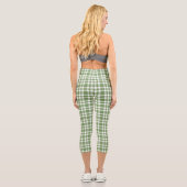 Green White Plaid Pattern Capri Leggings (Rückseite)
