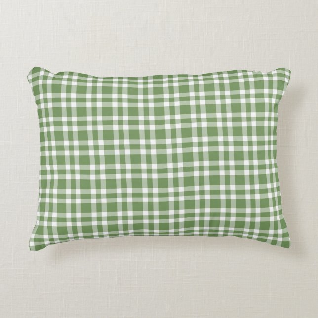 Green White Plaid Pattern Dekokissen (Vorderseite)