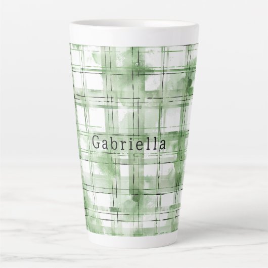 Green White Plaid Stripes   Milchtasse (Vorderseite)