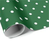 Green White Polka Dot Christmas Geschenkpapier (Rolleneckpunkt)